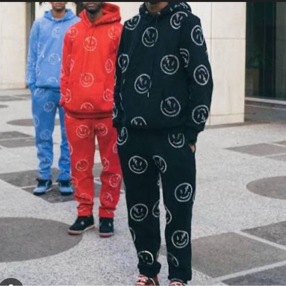 Retrovert sequin smiley face sweatpants— matching set— hoodie listed